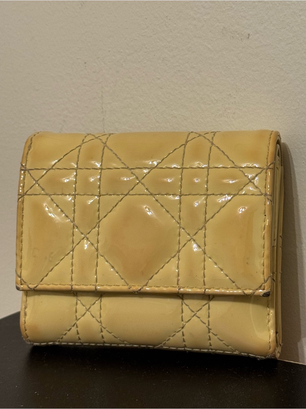 Dior Cannage Patent Leather Fold Wallet